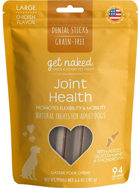 Get Naked Joint Health Grain-Free Large Dental Stick Dog Treats, 6 count slide 1 of 5
