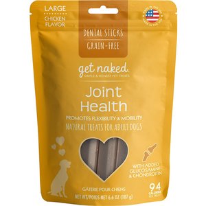 Get Naked Joint Health Grain-Free Dental Stick Dog Treats, 6 count, Large