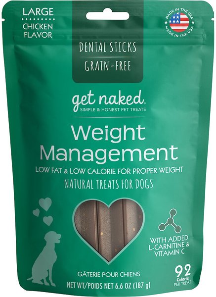 Get Naked Weight Management Large Grain-Free Chicken Flavor Dental Dog Treats, 6.6-oz bag, Count Varies slide 1 of 5