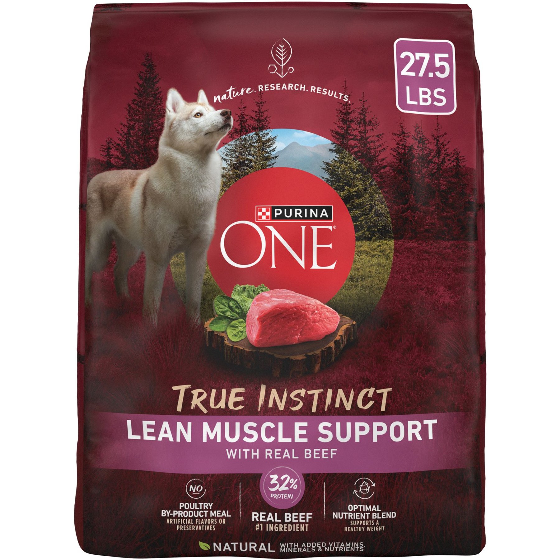 PURINA ONE True Instinct Lean Muscle Support High Protein Real Beef Dry Dog Food 27.5 lb bag Chewy