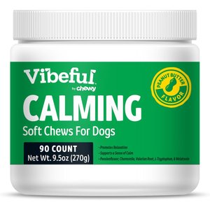 Vibeful Calming Melatonin Peanut Butter Flavored Soft Chews Calming Supplement for Dogs, 90-Count