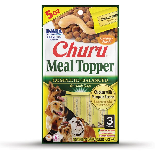 Inaba Dog Mega Churu Chicken & Pumpkin Flavored Grain-Free Lickable Dog Treats, 1.69-oz, 3 count