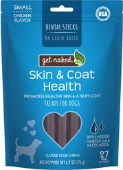 Get Naked Skin & Coat Health Grain-Free Dental Stick Dog Treats, 18 count, Small