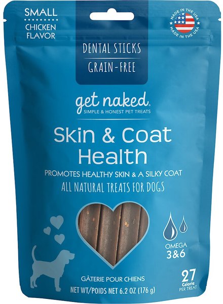 Get Naked Skin & Coat Health Grain-Free Dental Stick Dog Treats, 18 count, Small slide 1 of 5