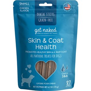 Get Naked Skin & Coat Health Grain-Free Small Dental Stick Dog Treats, 18 count