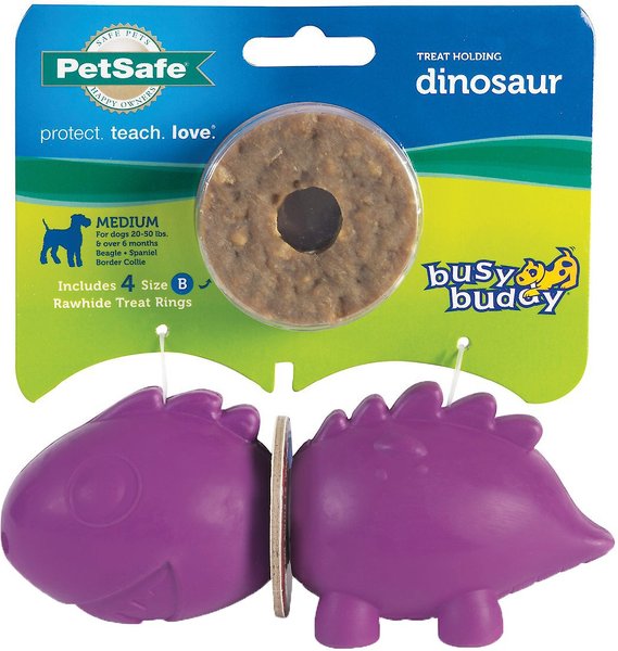 PetSafe Busy Buddy Dinosaur Treat Dispenser Tough Dog Chew Toy, Medium slide 1 of 8