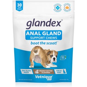 Vetnique Labs Glandex Boot the Scoot Peanut Butter Soft Chew Digestive & Anal Gland Supplement for Dogs, 30 count