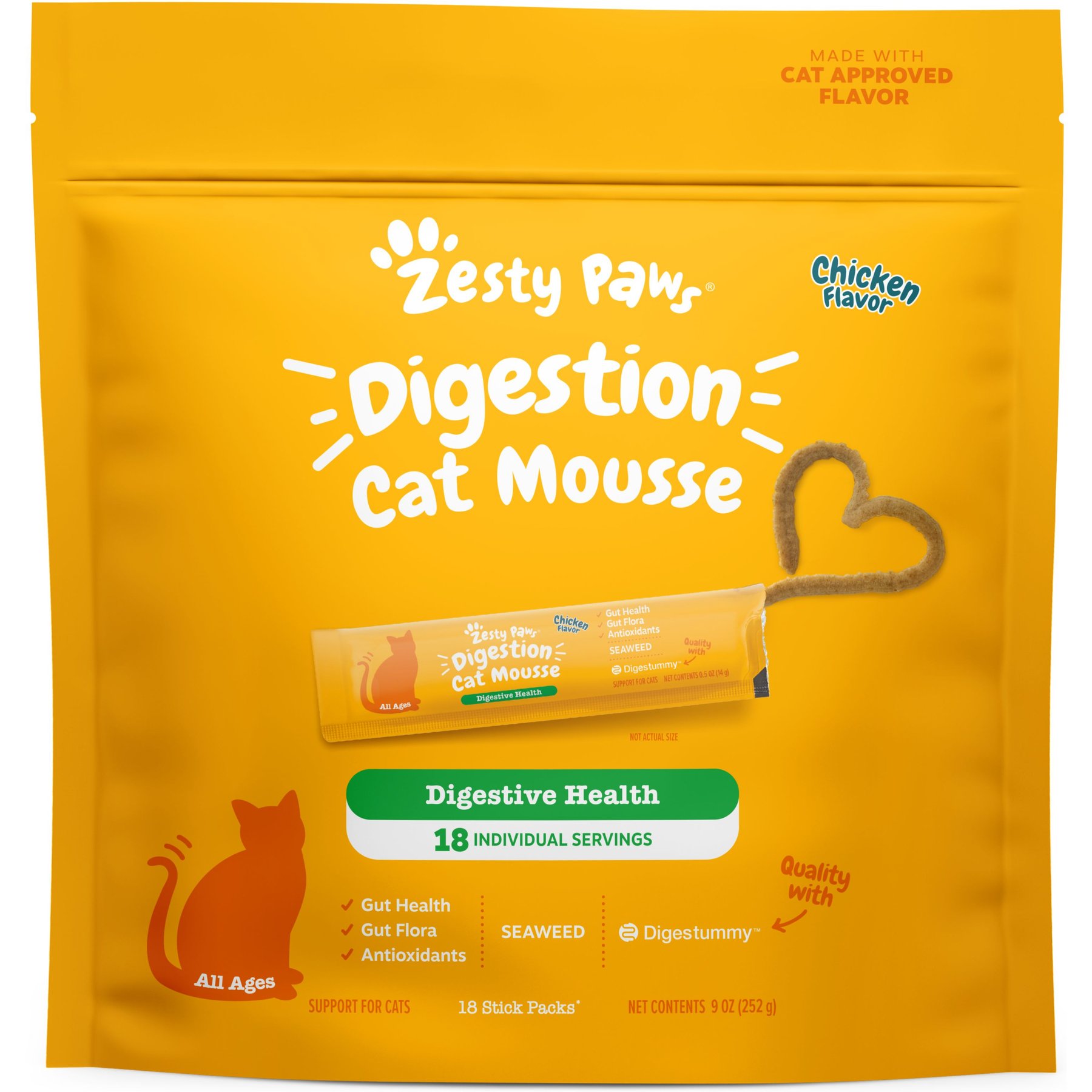 ZESTY PAWS Digestion Gut Health Chicken Mousse Lickable Squeeze ...