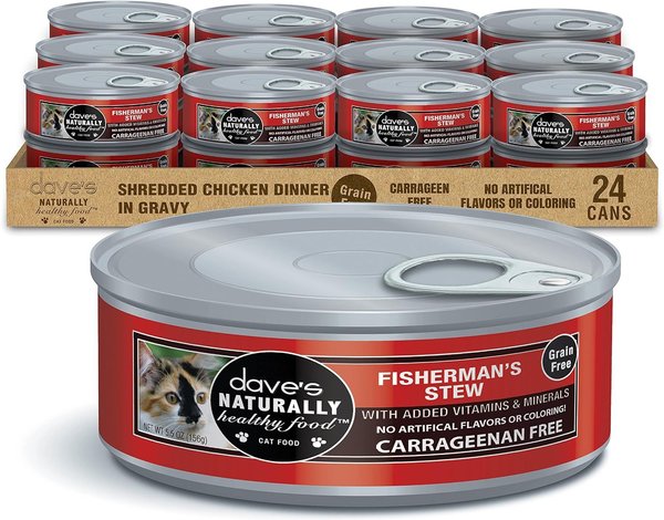 Dave's Pet Food Naturally Healthy Grain-Free Fisherman's Stew Canned Wet Cat Food, 5.5-oz, case of 24