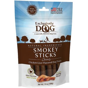 Exclusively Dog Chicken Liver Smokey Sticks Dog Treats, 7-oz bag