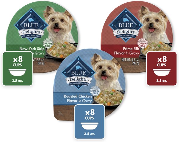 BLUE BUFFALO Delights Natural Adult Small Breed Wet Dog Food, Variety ...