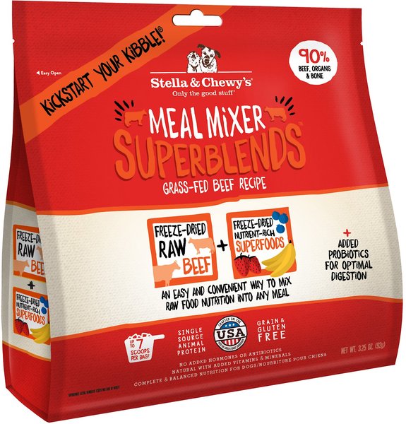 Stella & Chewy's SuperBlends Grass-Fed Beef Recipe Meal Mixers Freeze-Dried Raw Dog Food Topper, 3.25-oz bag slide 1 of 6
