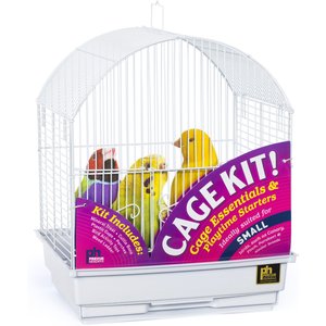 Prevue Pet Products Round Roof Bird Cage Starter Kit, Small, White
