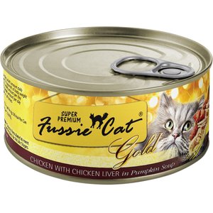 Fussie Cat Super Premium Chicken with Chicken Liver Formula in Pumpkin Soup Grain-Free Canned Cat Food, 2.8-oz, case of 24