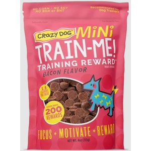 Crazy Dog Train-Me! Minis Bacon Flavor Dog Treats, 4-oz bag