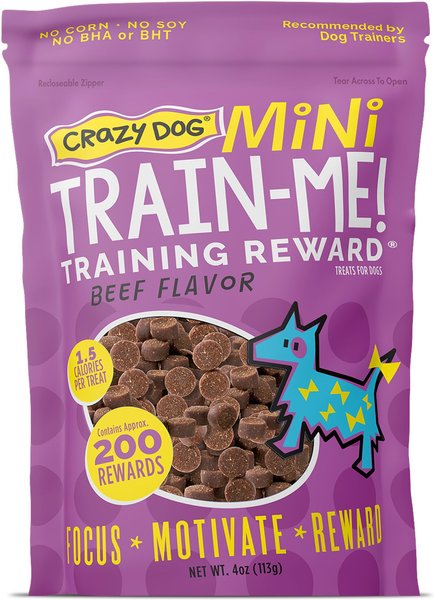 Crazy Dog Train-Me! Minis Beef Flavor Dog Treats, 4-oz bag slide 1 of 5