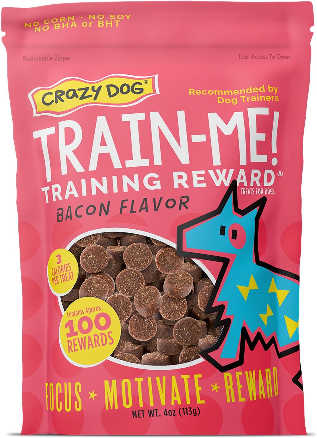 CRAZY DOG Train-Me! Bacon Flavor Dog Treats, 4-oz bag - Chewy.com 