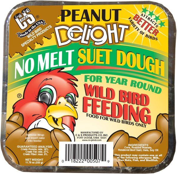 C&S Peanut Delight No Melt Suet Dough Wild Bird Food, 11.75-oz tray, 1 count slide 1 of 11
