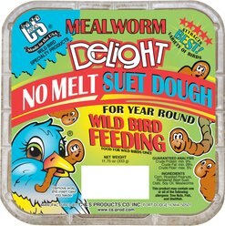 C&S Mealworm Delight No Melt Suet Dough Wild Bird Food, 11.75-oz tray, 1 count