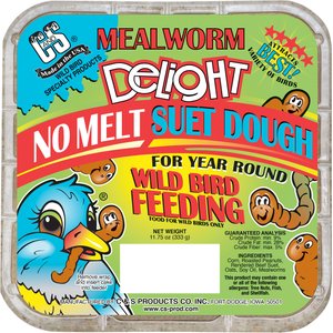 C&S Mealworm Delight No Melt Suet Dough Wild Bird Food, 11.75-oz tray, 1 count