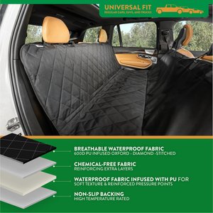 Plush Paws Products Quilted Hammock Car Seat Cover, Black, Regular