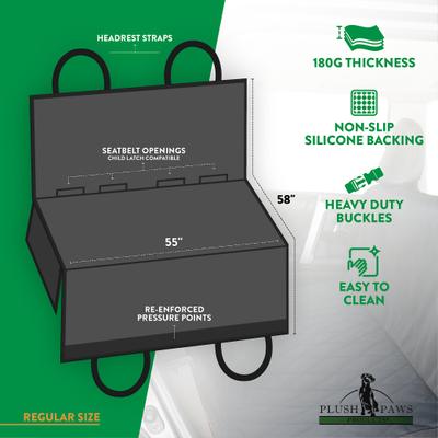 Show full view: Plush Paws Products Quilted Hammock Car Seat Cover, Black, Regular slide 9 of 12