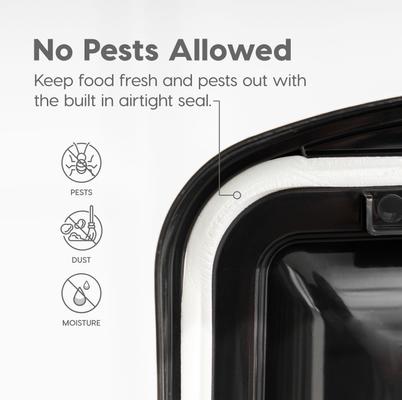 Show full view: IRIS WeatherPro Airtight Dog, Cat, Bird & Small Pet Food Storage Container with Casters, Clear & Black, 10-lb slide 6 of 11