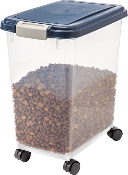 IRIS USA 55 Lbs / 67 Qt WeatherPro Airtight Pet Food Storage Container with  Attachable Casters, For Dog Cat Bird and Other Pet Food Storage Bin, Keep