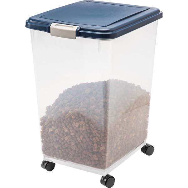 IRIS Airtight Pet Food Storage Container, Smoke/Black, 55qt