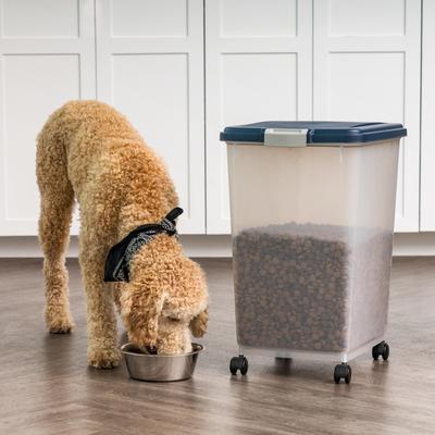 Show full view: IRIS WeatherPro Airtight Dog, Cat & Bird Food Storage Container, Navy, 50-lb slide 3 of 11