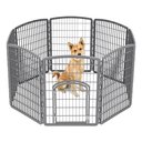 IRIS USA 8-Panel Dog Playpen Fence Enclosure with Door, 34-in, Gray