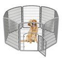 IRIS USA 4-8 Panel Dog Exercise Playpen with Door, 34-in, Chrome