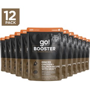 Go! Solutions Booster Weight Management Minced Chicken & Tuna with Gravy Wet Cat Food, 2.5-oz pouch, 12 count