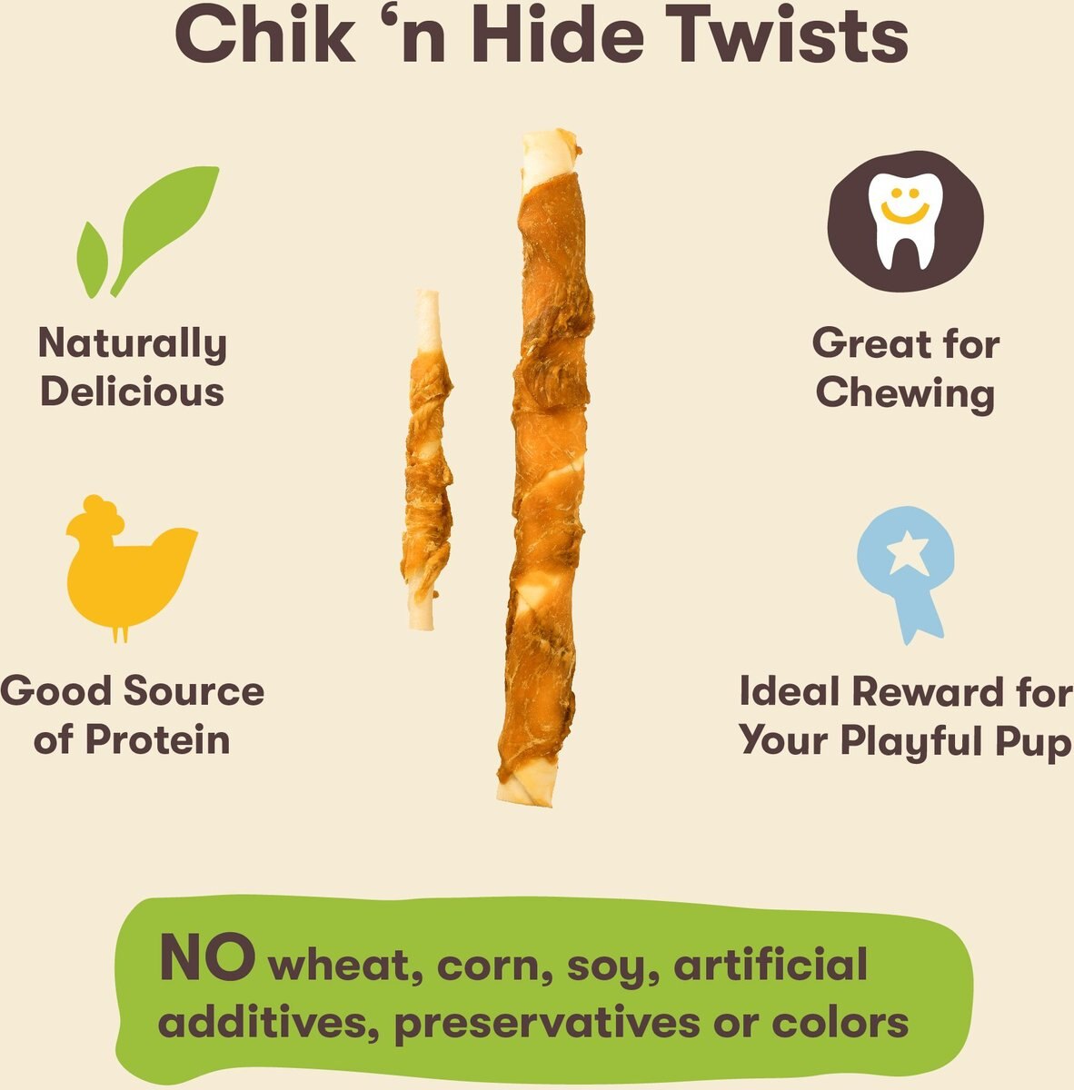 PET 'N SHAPE AllNatural Chicken Hide Twists Dog Treats, 16oz bag
