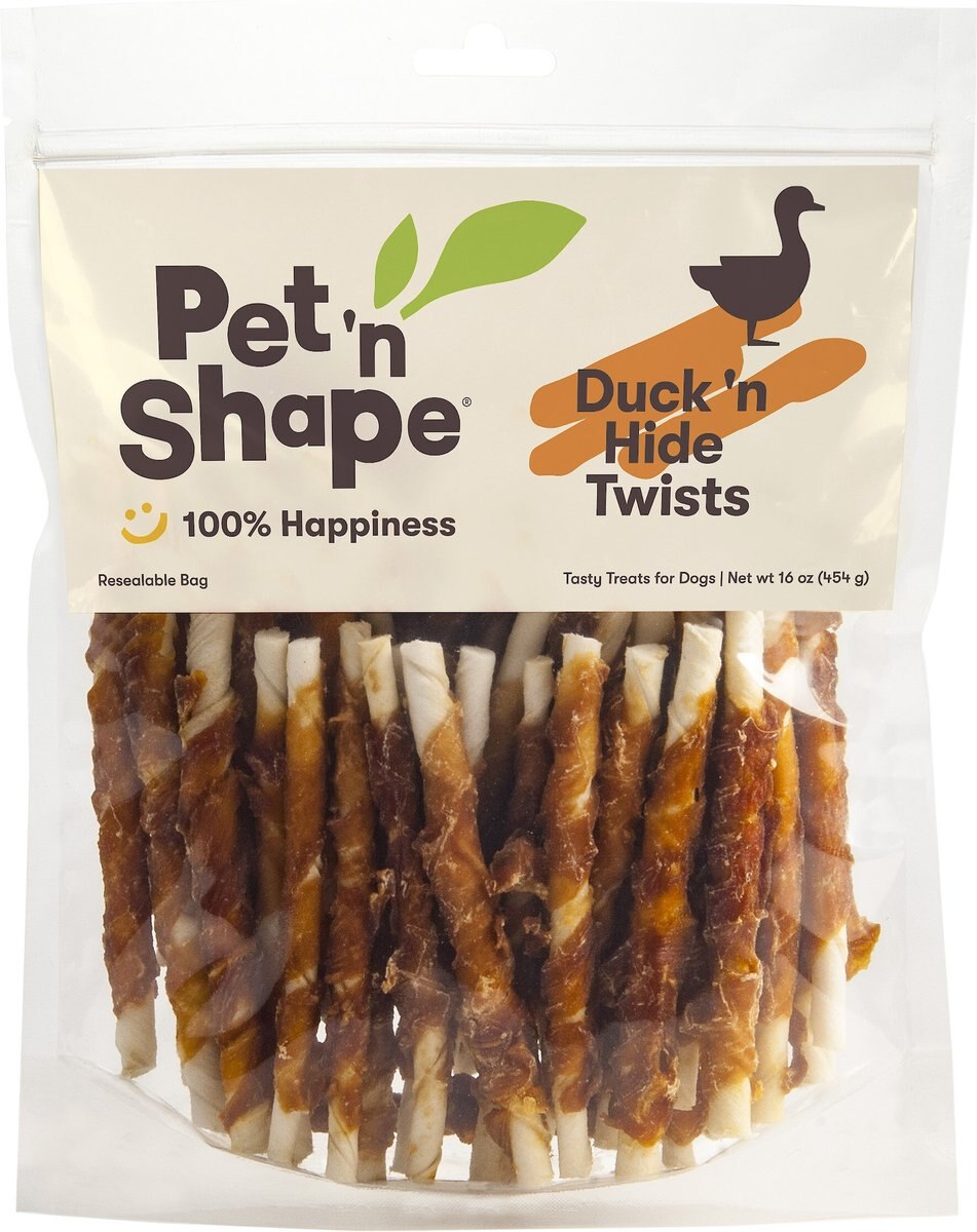 PET 'N SHAPE AllNatural Duck Hide Twists Dog Treats, 16oz bag