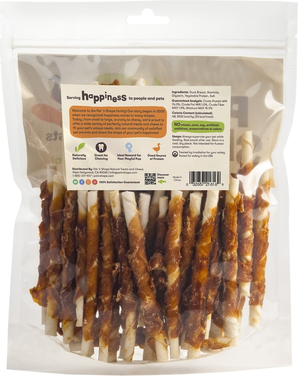PET 'N SHAPE AllNatural Duck Hide Twists Dog Treats, 16oz bag