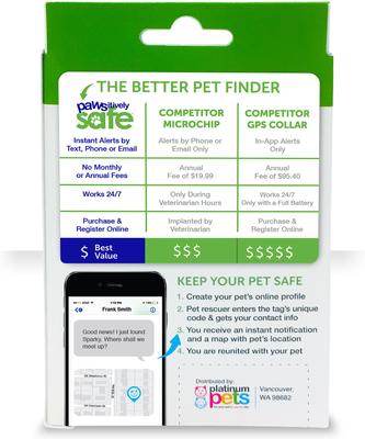 Show full view: Platinum Pets Pawsitively Safe Pet Finder Tag for Cats, Pink slide 4 of 7