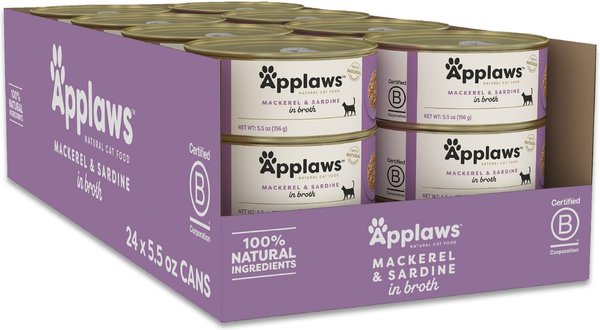 Applaws Sardine & Mackerel Recipe in Broth Wet Cat Food, 2.12-oz cup, case of 10