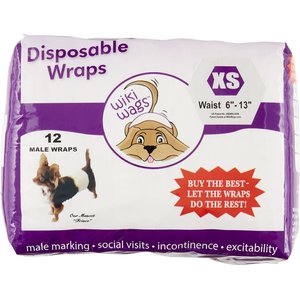 Wiki Wags Disposable Male Dog Wraps, X-Small: 6 to 13-in waist, 12 count