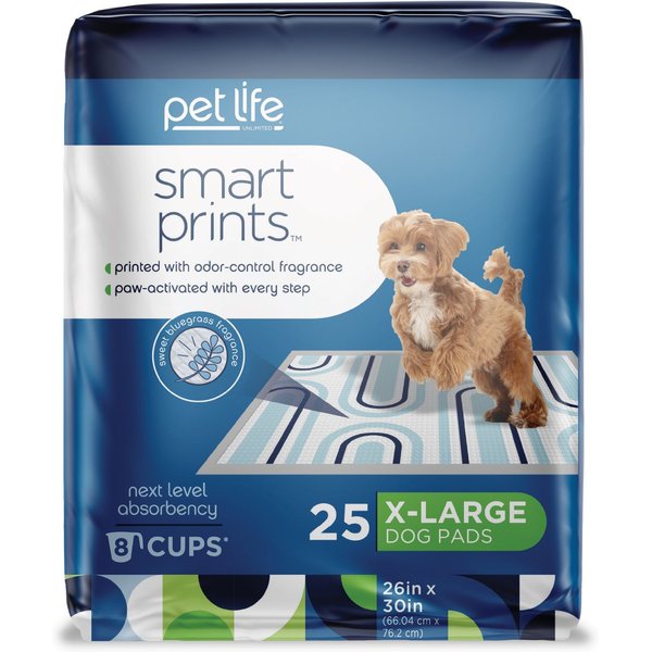 Pet Life Unlimited Smart Prints Dog Pee Pads, Sweet Bluegrass Scent, XX-Large: 36 x 30-in, 30 count