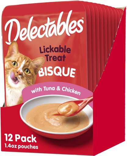 Hartz Delectables Bisque Chicken & Tuna Lickable Cat Treat, 1.4-oz, case of 12