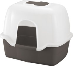 Richell Paw Trax Wide Hooded Cat Litter Box, Brown