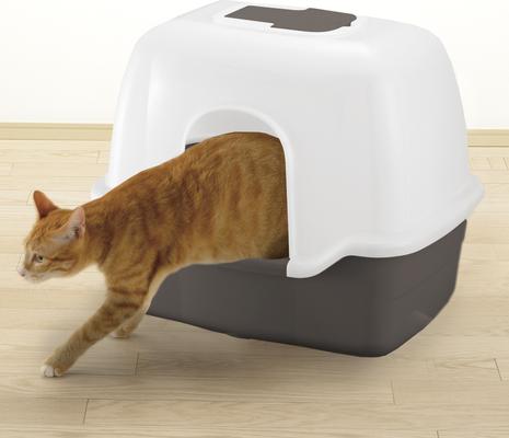 Show full view: Richell Paw Trax Wide Hooded Cat Litter Box, Brown slide 3 of 8