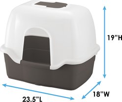 Richell Paw Trax Wide Hooded Cat Litter Box, Brown slide 2 of 6