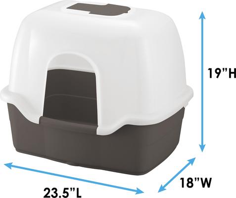 Show full view: Richell Paw Trax Wide Hooded Cat Litter Box, Brown slide 4 of 8