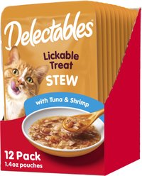 Hartz Delectables Stew Tuna & Shrimp Lickable Cat Treat, 1.4-oz, case of 12