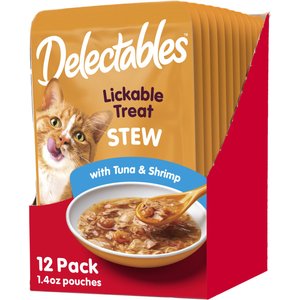 Hartz Delectables Stew Tuna & Shrimp Lickable Cat Treat, 1.4-oz, case of 12