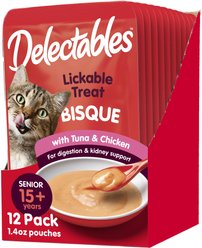 Hartz Delectables Bisque Senior 15+ Tuna & Chicken Lickable Cat Treat, 1.4-oz, case of 12