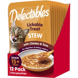 Hartz Delectables Stew Senior 15+ Chicken & Tuna Lickable Cat Treat, 1.4-oz, case of 12