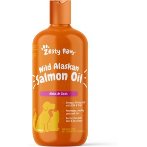 Zesty Paws Wild Alaskan Salmon Oil Liquid Skin & Coat Supplement for Dogs & Cats, 16-oz bottle